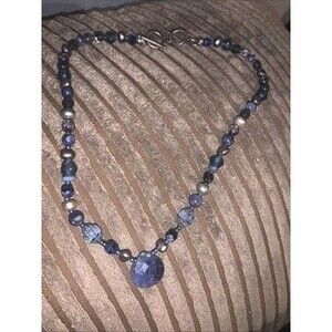 Sodalite Tahitian Pearl Sterling Necklace